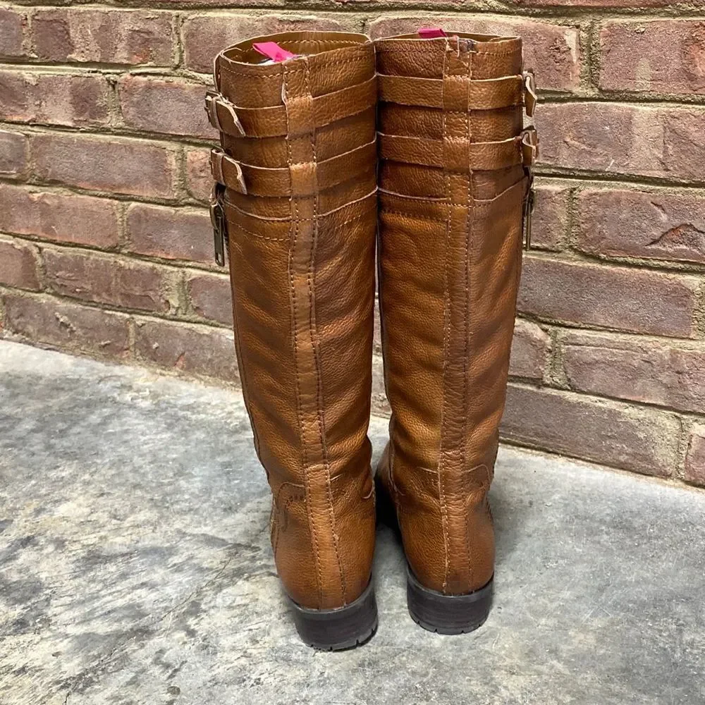 Franco Sarto Pebbled Tan Leather Tall Riding Boot Size 6.5